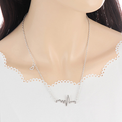 Fashion Silver Color Radio Wave Shape Pendant Decorated Simple Necklace