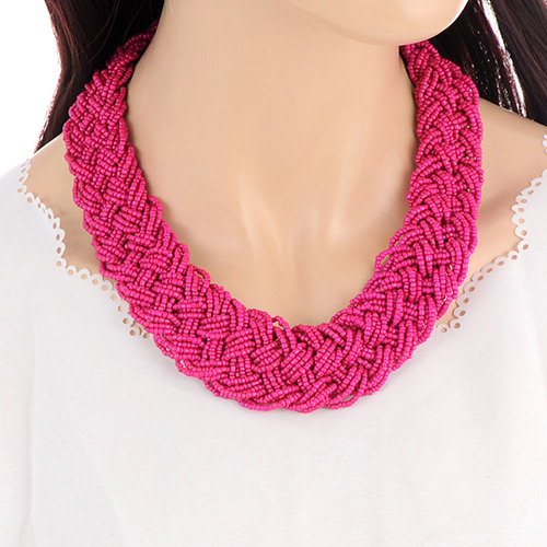 Fashion Purple Pure Color Decorated Simple Hand-woven Necklace