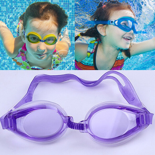 Fashion Purple Pure Color Decorated Simple Children Swimming Goggles (earplug)