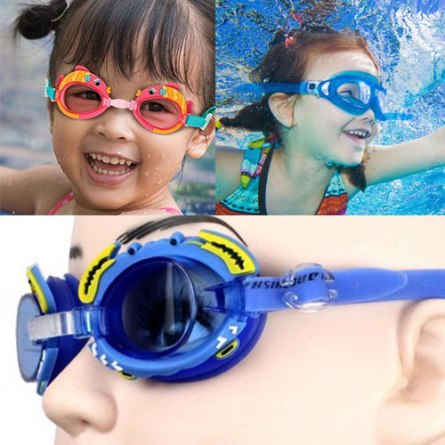 Lovely Blue Crab Shape Decorated Simple Children Swimming Goggles