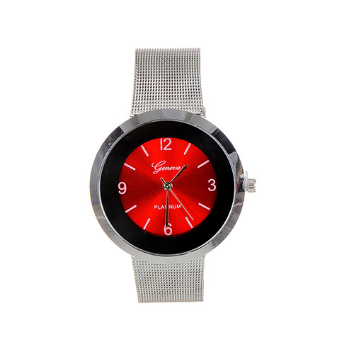 Fashion Red Color Matching Decorated Round Dail Shape Watch