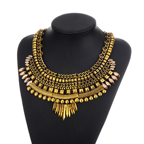 Fashion Gold Color Chain Decorated Irregular Shape Design Necklace