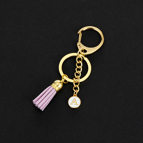 Fashion Purple Metal Round Shape &tassel Decorated Simple Key Ring