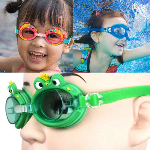 Lovely Green Crab Shape Decorated Simple Children Swimming Goggles
