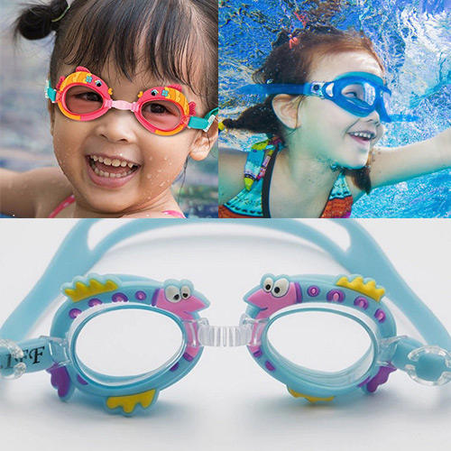 Lovely Pink Crab Shape Decorated Simple Children Swimming Goggles