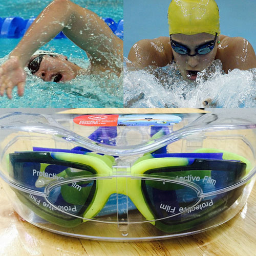 Fashion Yellow Letter Pattern Decorated Simple Waterproof Swimming Goggles