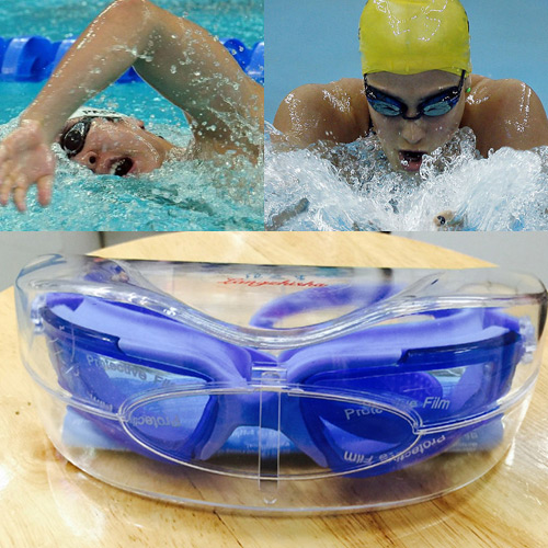 Fashion Blue Letter Pattern Decorated Simple Waterproof Swimming Goggles