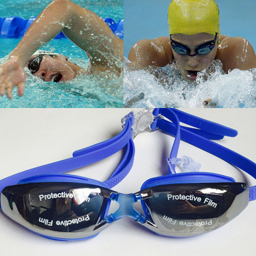 Fashion Blue Letter Pattern Decorated Simple Plano Swimming Goggles