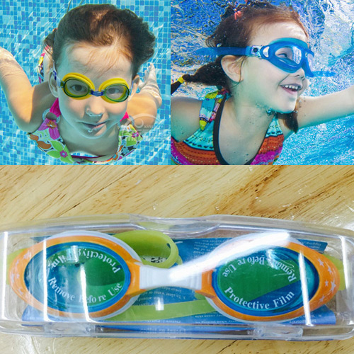 Lovely Yellow Color Matching Decorated Simple Children Swimming Goggles