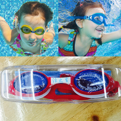 Lovely Red Color Matching Decorated Simple Children Swimming Goggles