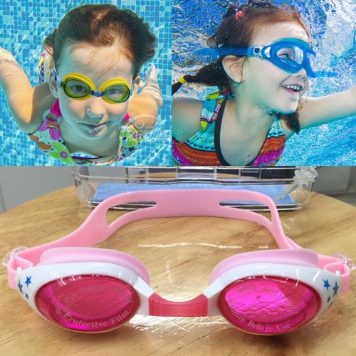 Lovely Pink Color Matching Decorated Simple Children Swimming Goggles