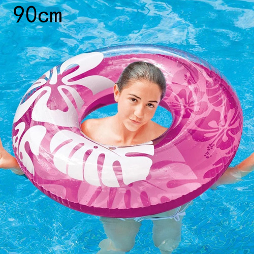 Fashion Pink Flower Pattern Decorated Color Matching Simple Swim Ring