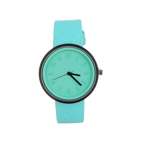 Fashion Green Color Matching Decorated Round Dail Design Watch