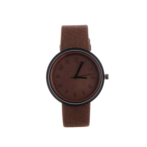 Fashion Brown Color Matching Decorated Round Dail Design Watch