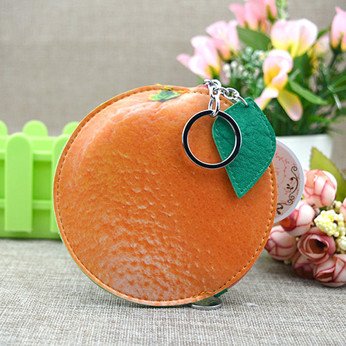 Fashion Orange Circular Ring&leaf Pendant Decorated Round Shape Simple Wallet