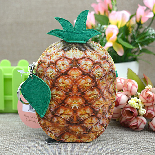 Fashion Light Yellow Circular Ring&leaf Pendant Decorated Pineapple Shape Simple Wallet