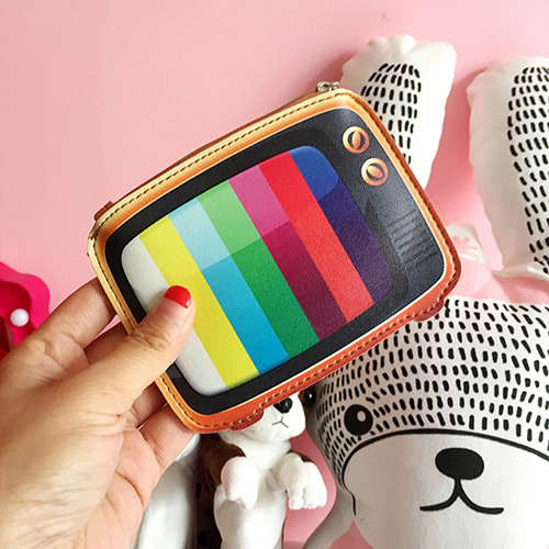 Fashion Multi-color Television Pattern Decorated Color Matching Simple Wallet