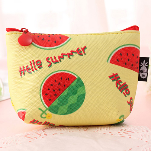 Fashion Yellow Watermelon Pattern Decorated Square Shape Simple Wallet