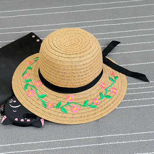 Fashion Kahaki Embroidery Pattern Decorated Bowknot Design Hat