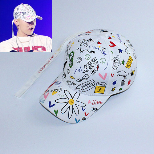 Fashion White Scrawl Pattern Decorated Simple Baseball Cap