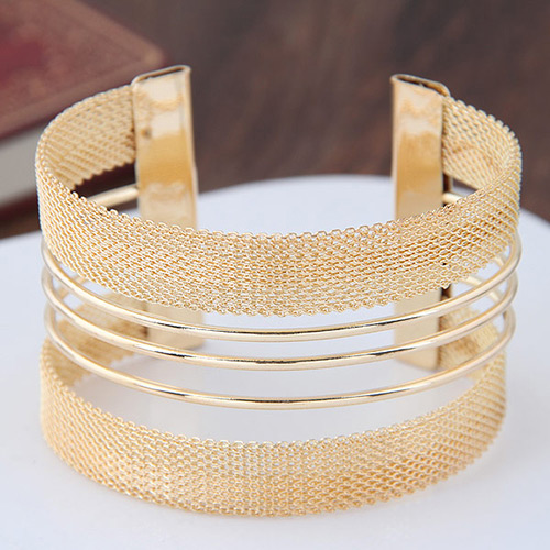 Fashion Gold Color Pure Color Decorated Hollow Out Simple Opening Bracelet