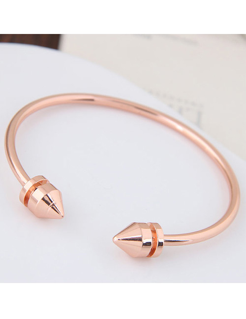 Fashion Gold Color Circular Cone Shape Decorated Simple Pue Color Opening Bracelet