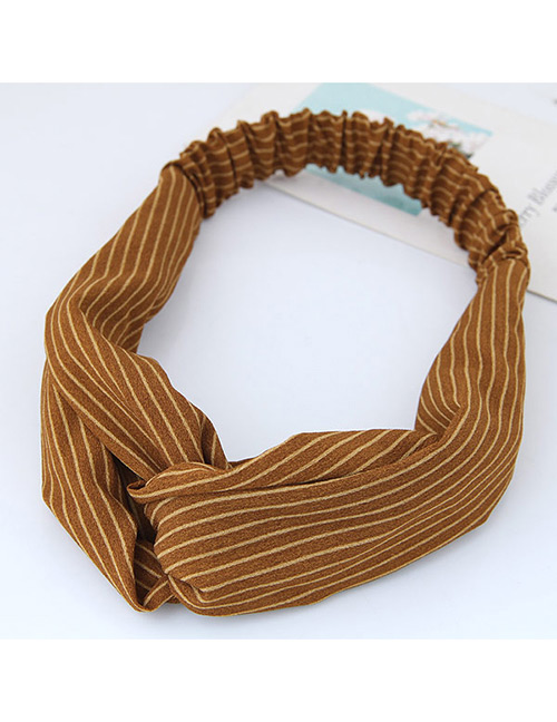 Fashion Dark Yellow Stripe Pattern Decorated Simple Wide Hair Band