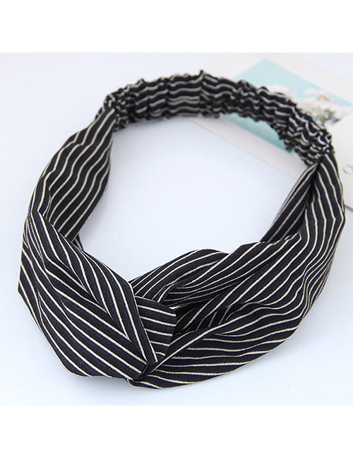 Fashion Black Stripe Pattern Decorated Simple Wide Hair Band