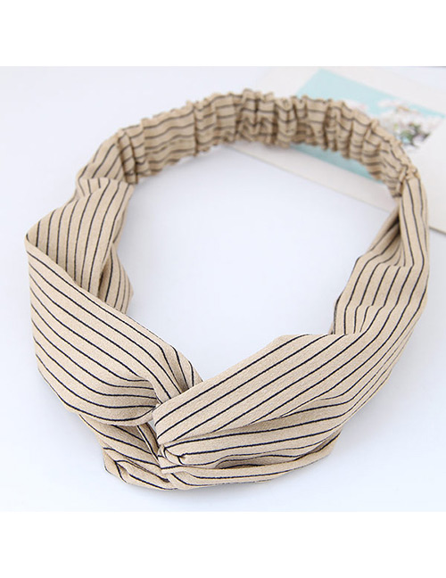 Fashion Beige Stripe Pattern Decorated Simple Wide Hair Band