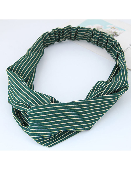 Fashion Green Stripe Pattern Decorated Simple Wide Hair Band