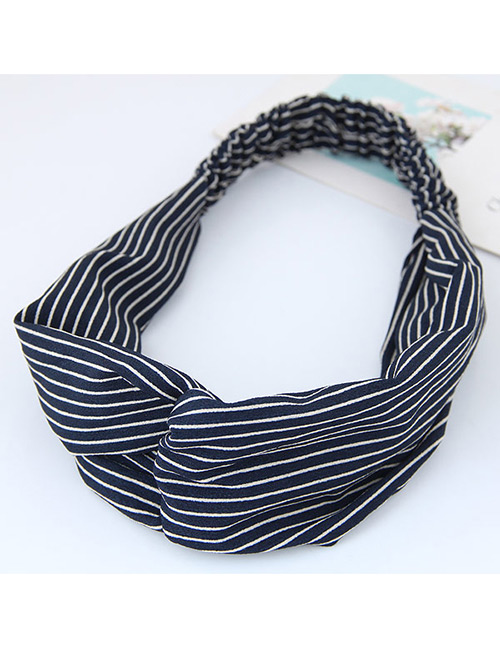 Fashion Blue Stripe Pattern Decorated Simple Wide Hair Band