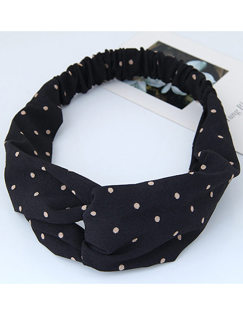 Fashion Black Round Dot Decorated Simple Wide Hair Band