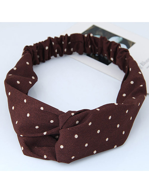 Fashion Brown Round Dot Decorated Simple Wide Hair Band