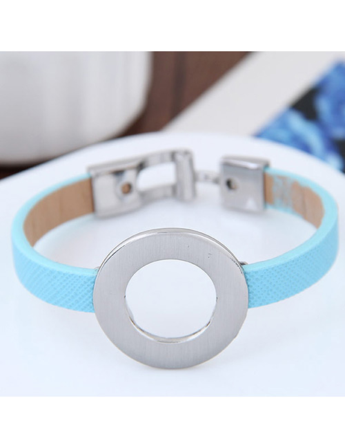 Fashion Blue Round Shape Decorated Color Matching Simple Bracelet