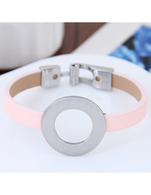 Fashion Pink Round Shape Decorated Color Matching Simple Bracelet