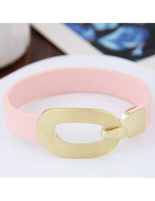 Personality Pink Buckle Shape Decorated Simple Pure Color Bracelet