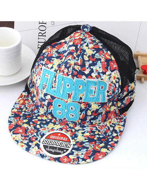 Fashion Multi-color Painting Flower Decorated Color Matching Peaked Cap