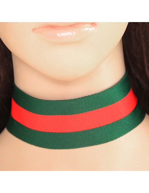 Fashion Red+olive Color Matching Decorated Simple Design Choker