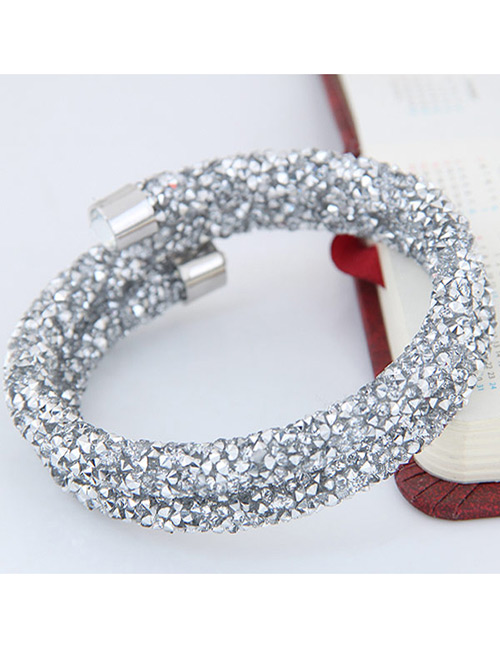 Trendy White Pure Color Decorated Double Layer Opening Bracelet