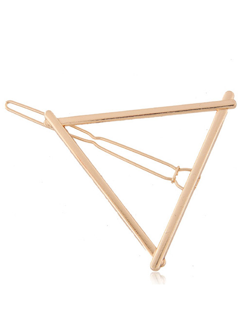 Trendy Gold Color Triangle Shape Decorated Pure Color Simple Hair Clip