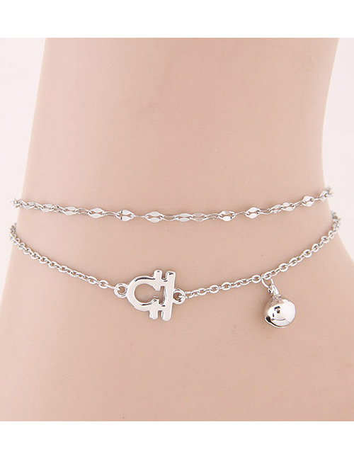 Fashion Silver Color Constellation Shape Decorated Multi-layer Design Pure Color Anklet
