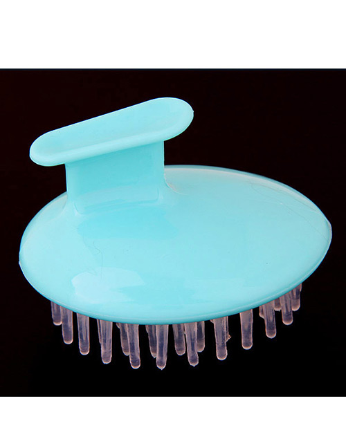 Fashion Blue Pure Color Decorated Round Shape Design Simple Massage Comb