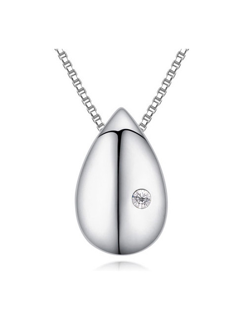 Fashion Silver Color Waterdrop Shape Decorated Simple Heart Design Long Chain Necklace