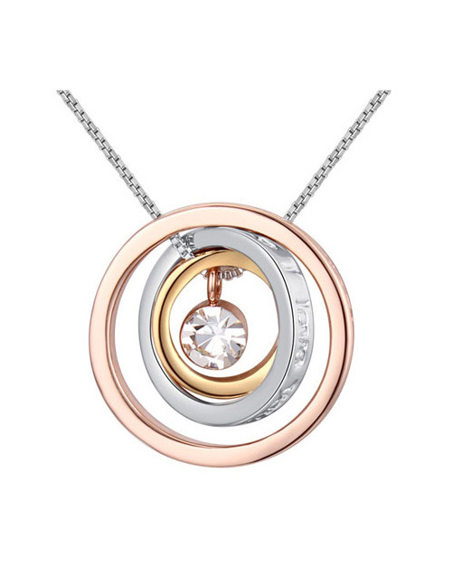 Elegant Gold Color Round Shape Pendant Decorated Simple Color-matching Necklace