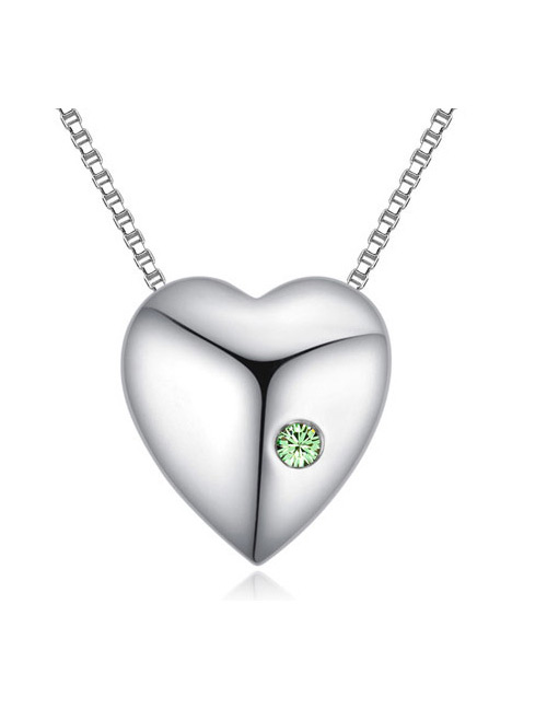 Fashion Green Round Shape Decorated Simple Heart Design Long Chain Necklace
