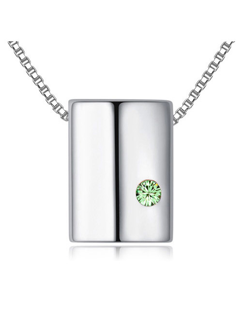 Fashion Green Square Shape Decorated Long Chain Simple Necklace