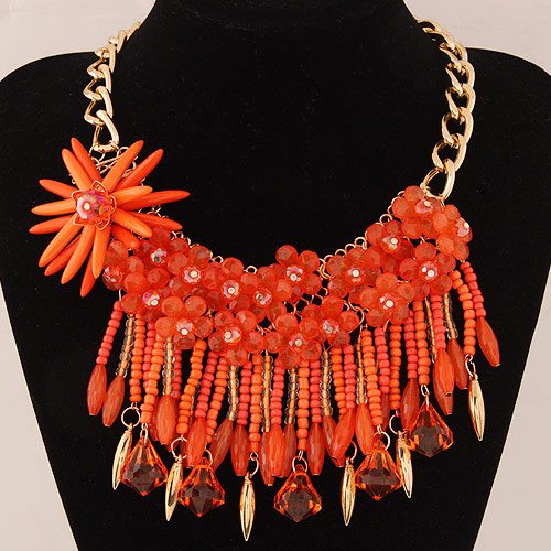 Fashion Orange Flower Decorated Color Matching Necklace