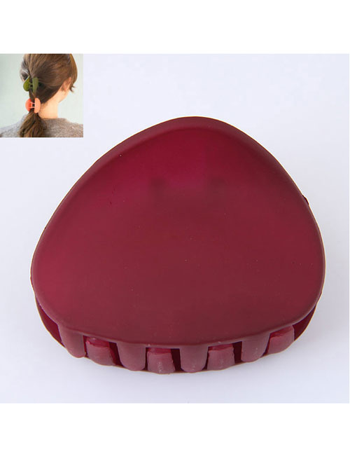 Fashion Dark Red Triangle Shape Decorated Pure Color Hair Clip