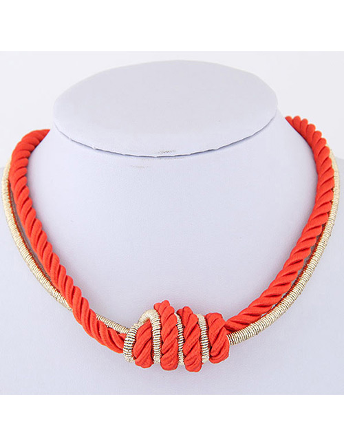 Elegant Orange Knot Design Color Matching Simple Necklace