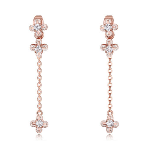 Fashion Rose Gold Cross Shape Decorated Simple Earrings